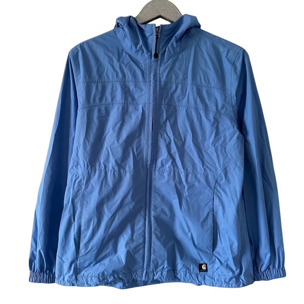 Carhartt Light Blue Hooded Zip Up Windbreaker Jacket